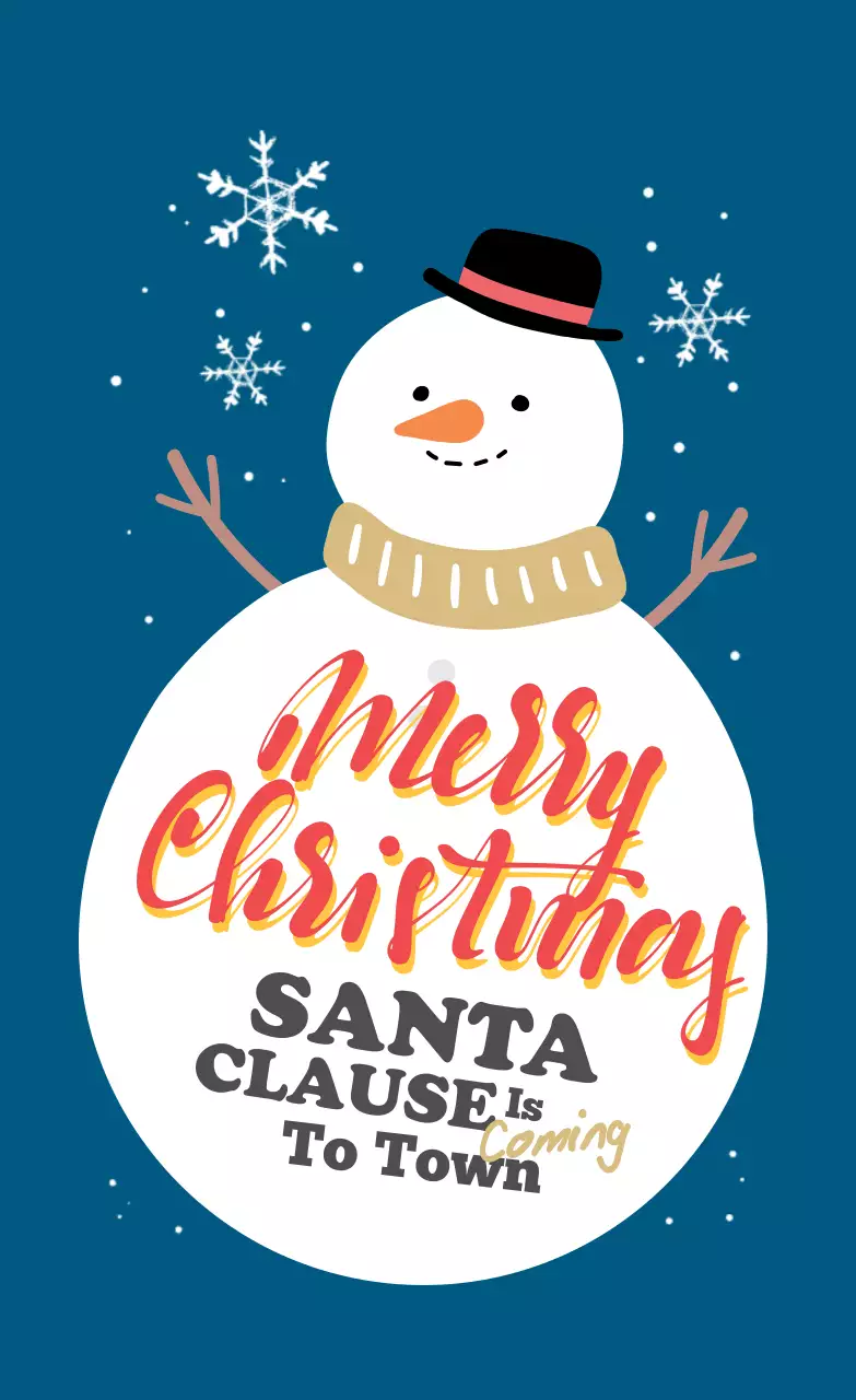 Label manusia salju ucapan selamat Natal ilustrasi putih biru