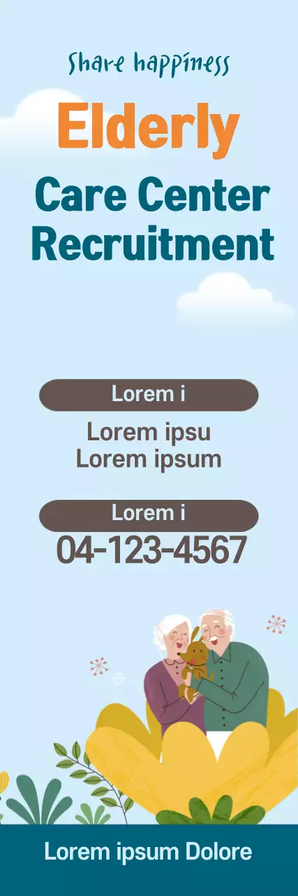 Banner de recrutamento de idosos modernos azuis