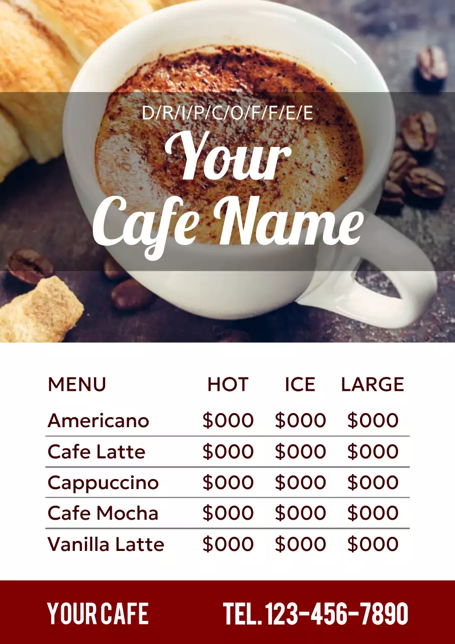 Brown Modern Cafe Menu Poster