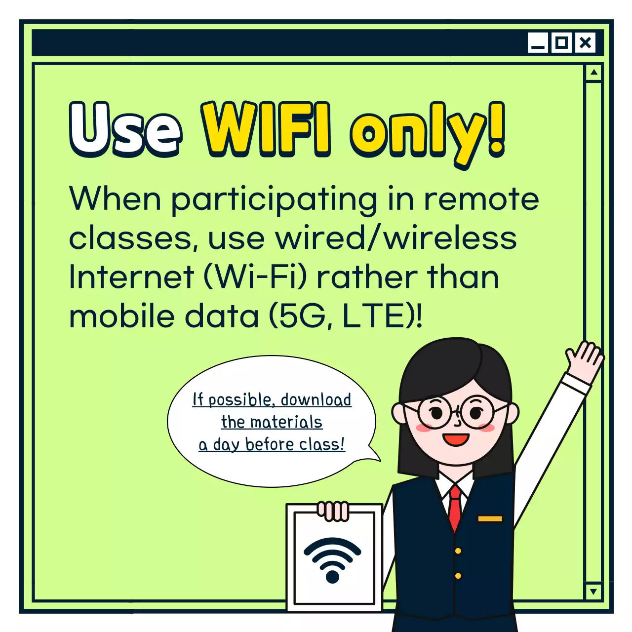 Yellow Cartoon Remote Learning Guide Instagram Carousel