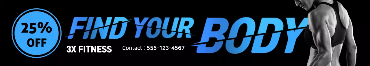 Banner de promoção de fitness moderno preto