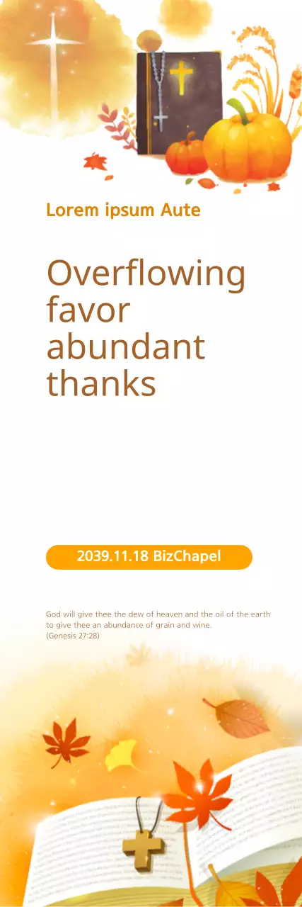 Faixa laranja tradicional para evento de Ação de Graças