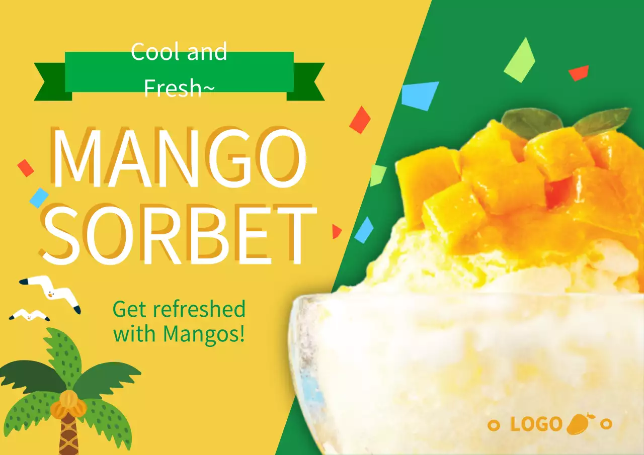 Yellow Tropical Dessert Promotion Poster