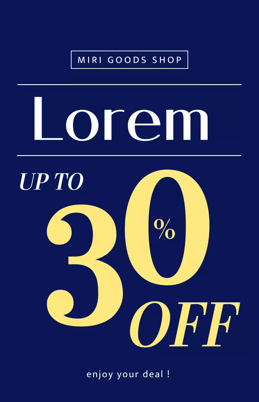 Summer sale window flag with navy background and yellow font accents