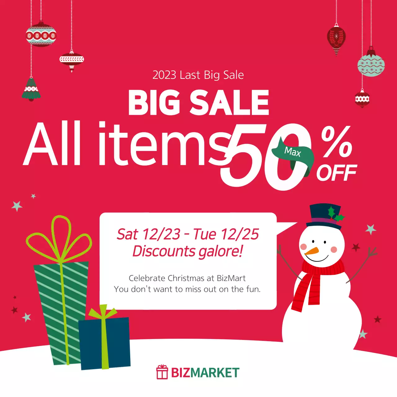 Red Festive Christmas Sale Promotion Banner