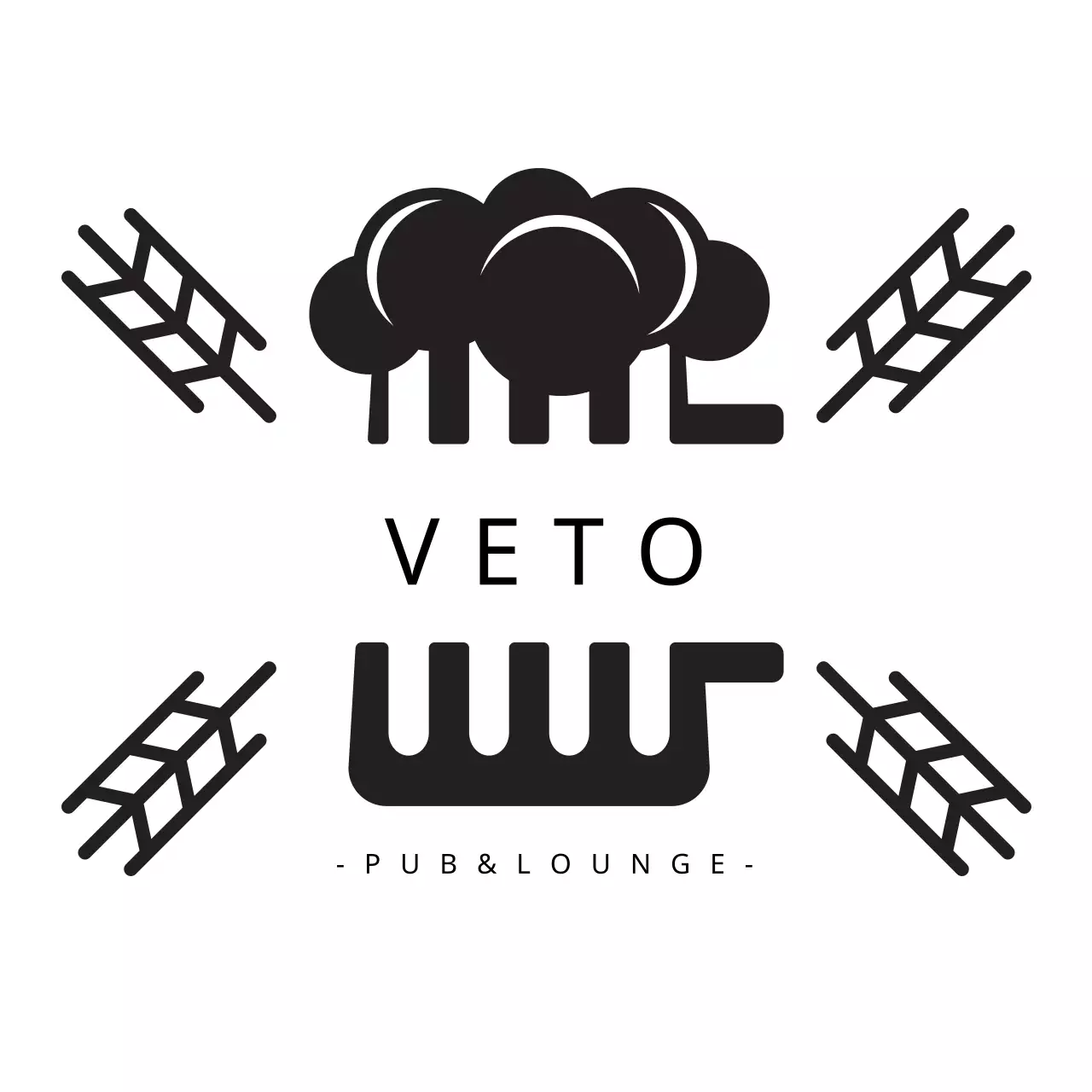 Black Minimal Pub Advertisement Logo