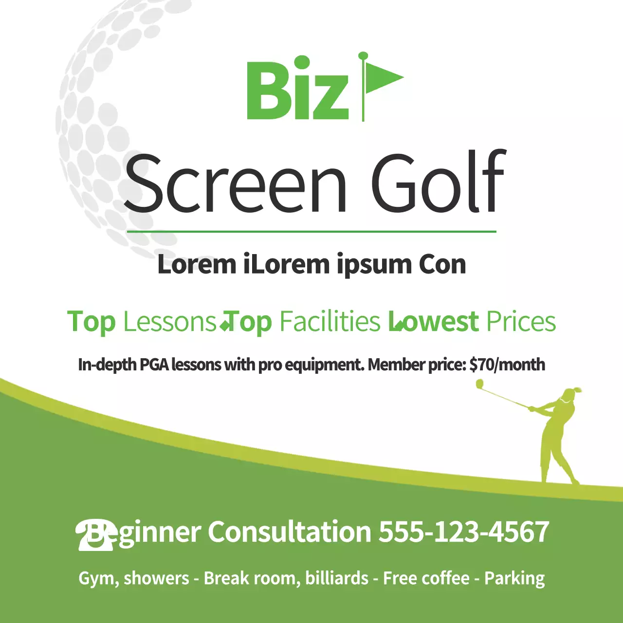 Biểu ngữ quảng cáo sân golf hiện đại xanh