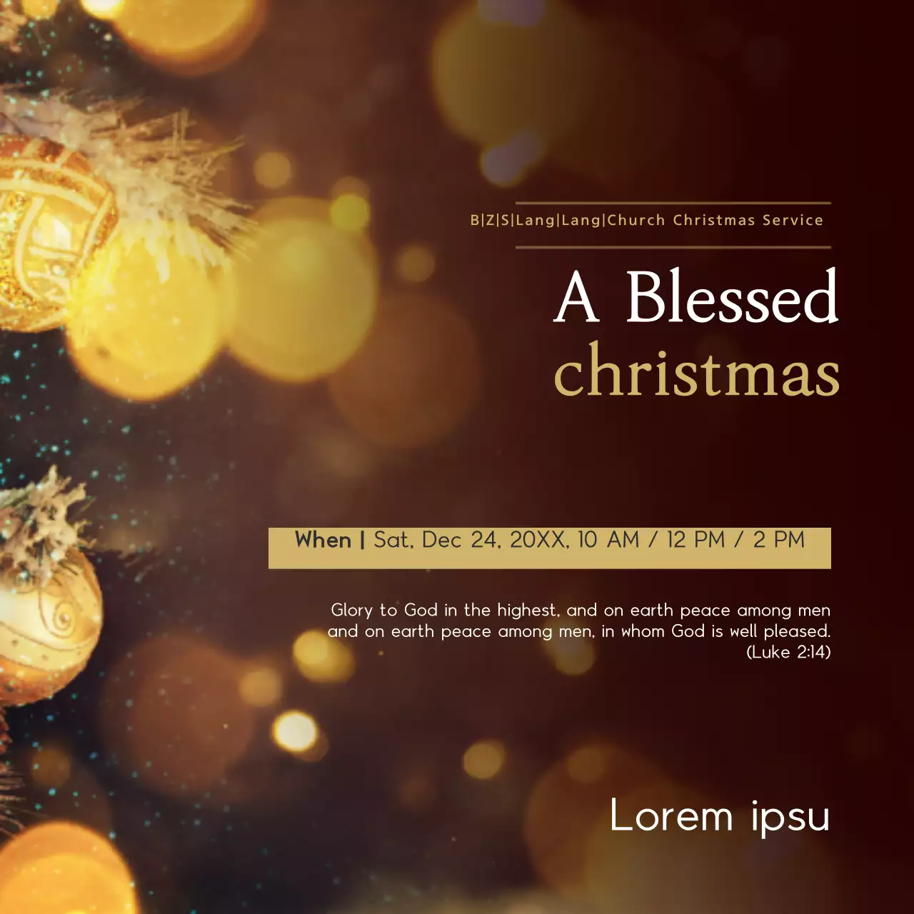 Biểu ngữ thông báo Giáng sinh thanh lịch màu vàng