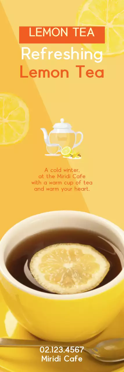 Banner de promoção de chá simples amarelo