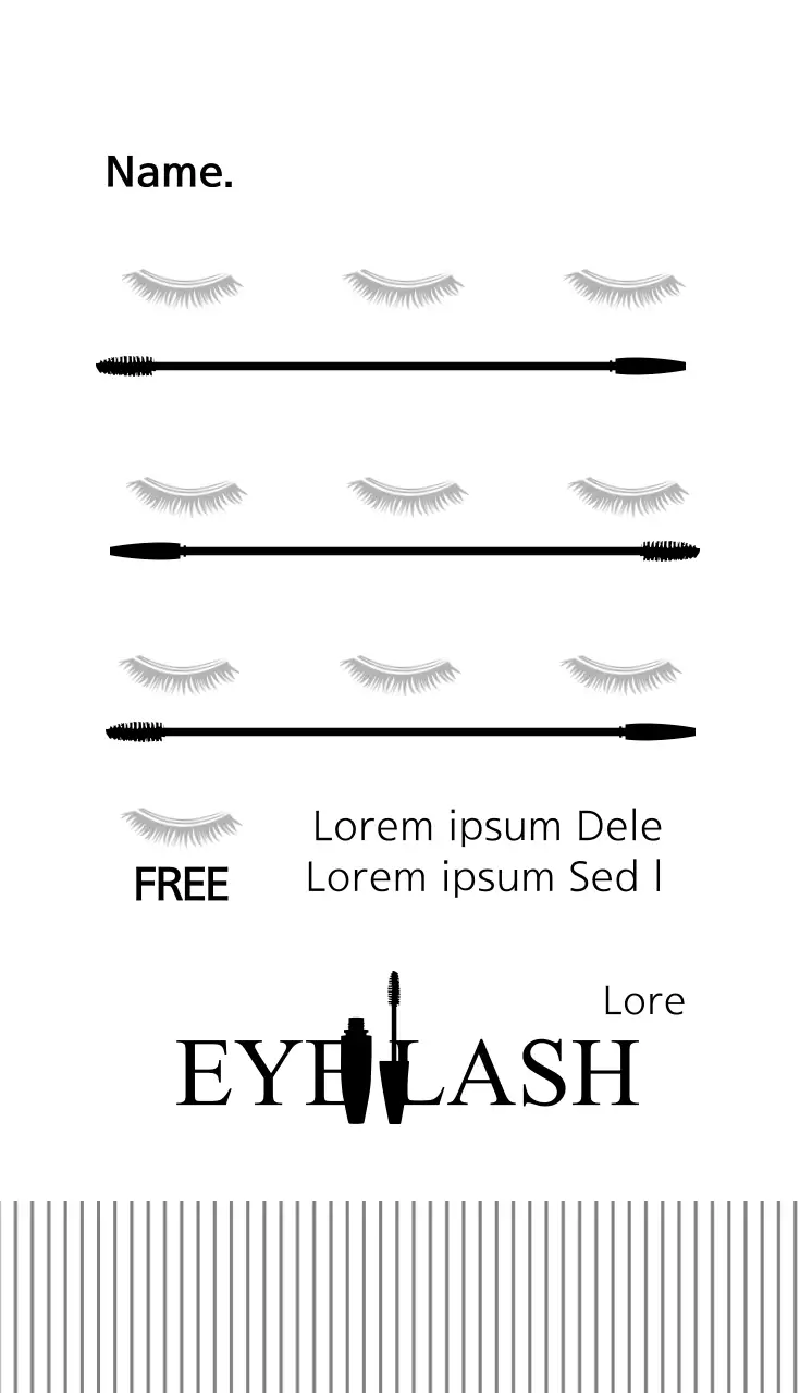 Cartão de visita de propaganda de cílios pretos minimalistas