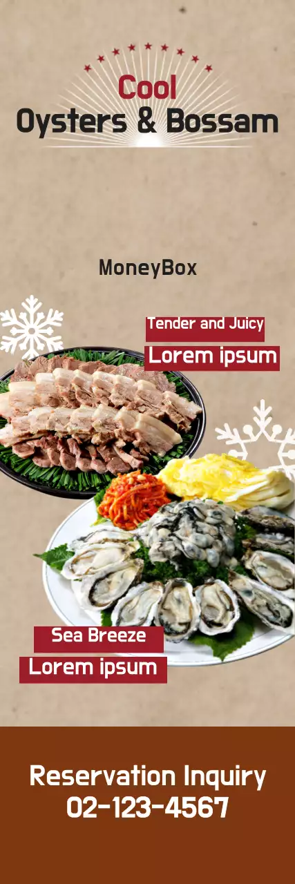 Banner de promoção de frutos do mar modernos em marrom