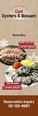 Banner de promoção de frutos do mar modernos em marrom