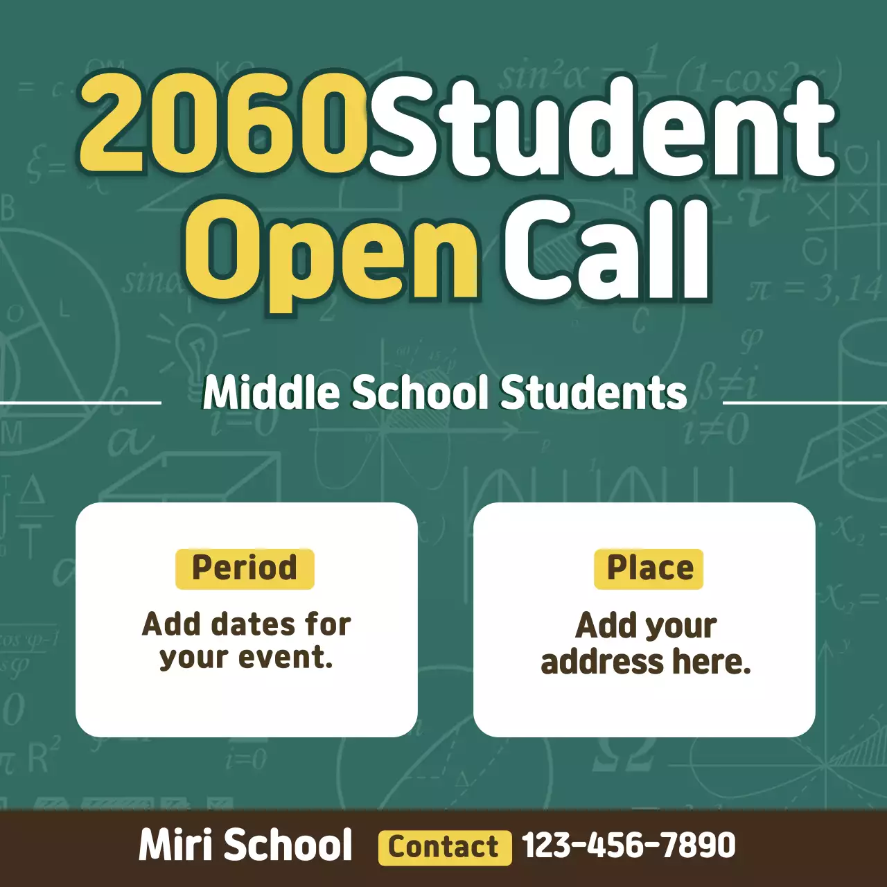 Green highlighted chalkboard Recruitment of students to the school