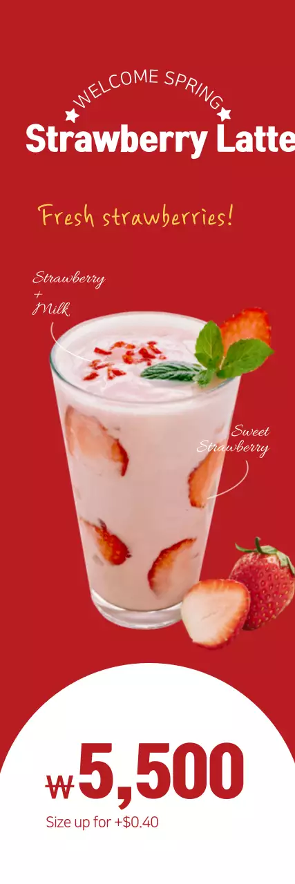 Banner promocional de morango vermelho da moda