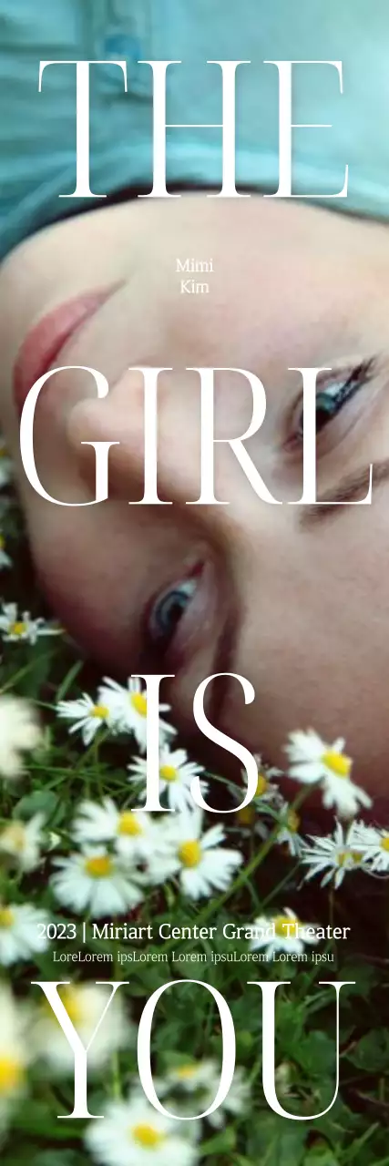 Um filme teatral com uma fotografia emocionante de uma protagonista feminina e um esquema de fontes limpo e arrojado.