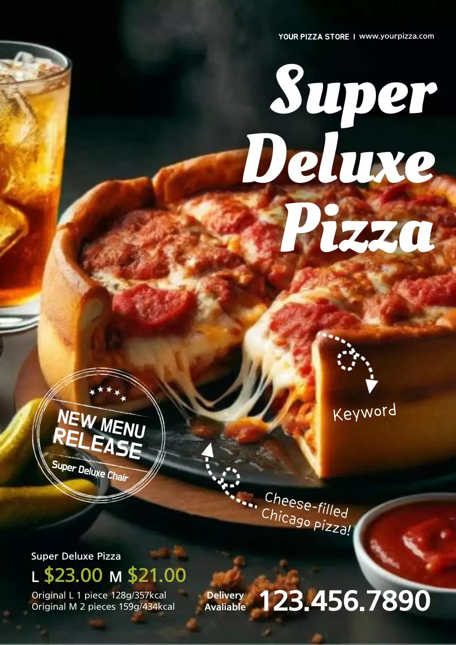 Brown Modern Pizza Promotion Poster