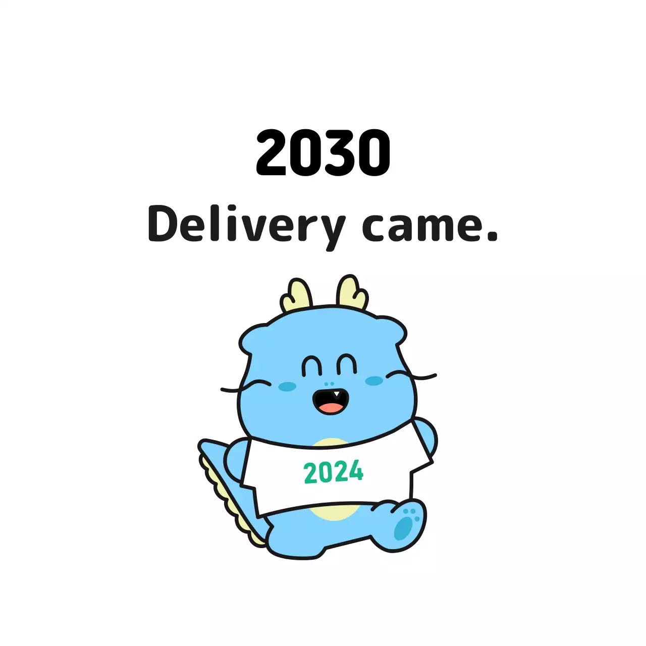 White illustration cute new year greeting label