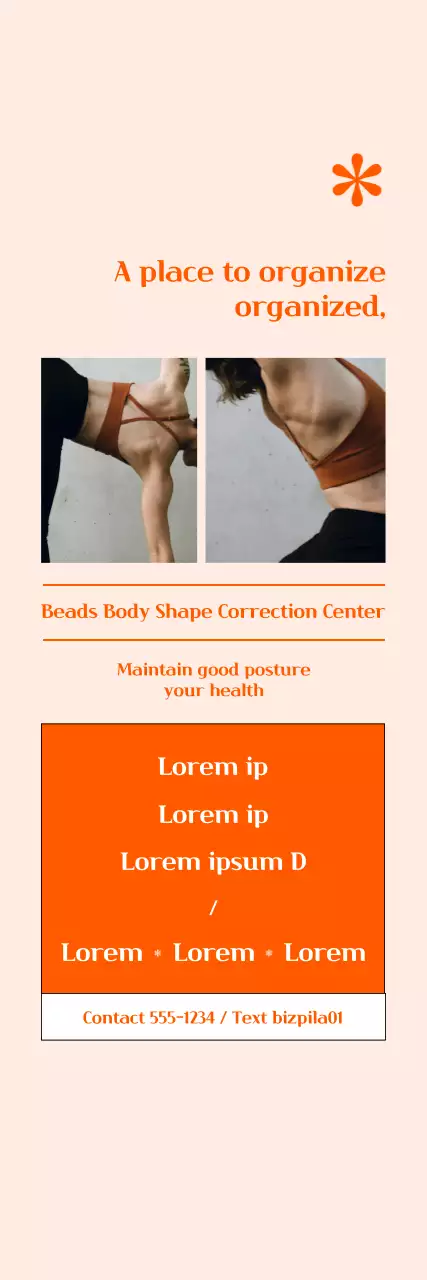 Faixa promocional de Pilates com fundo cor de laranja