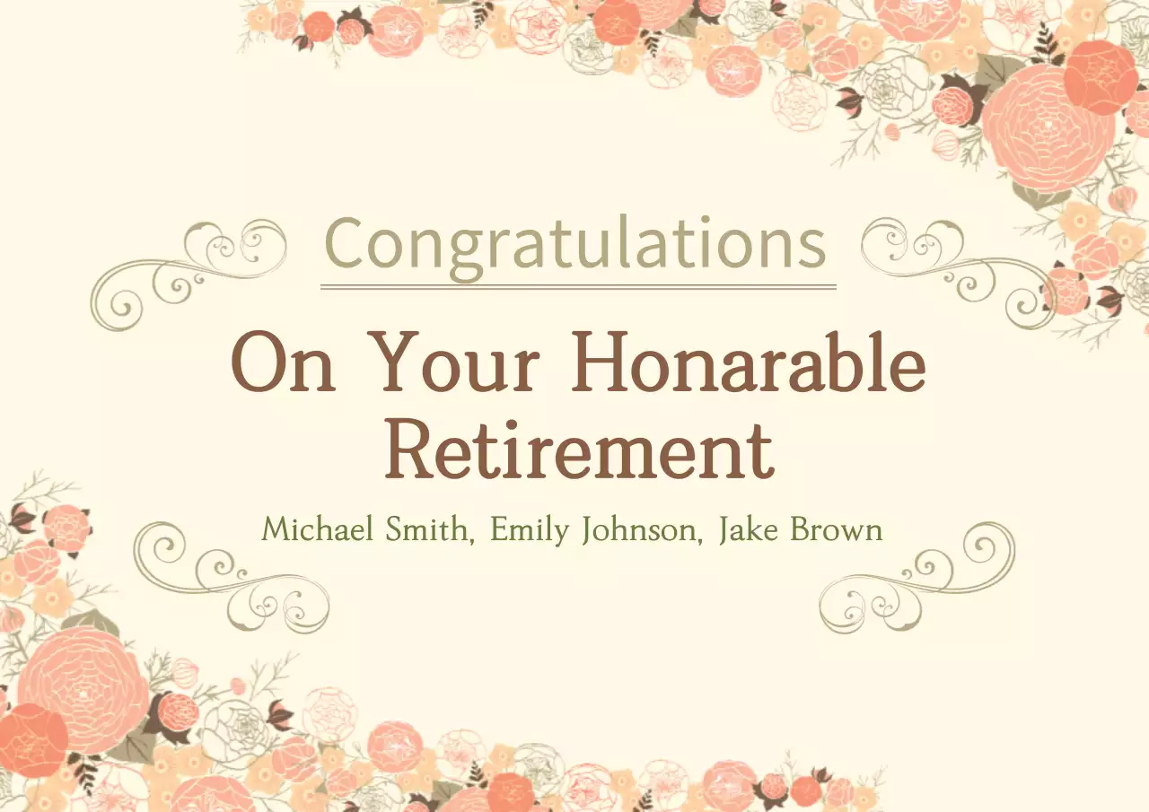 Beige Floral Retirement Card Poster