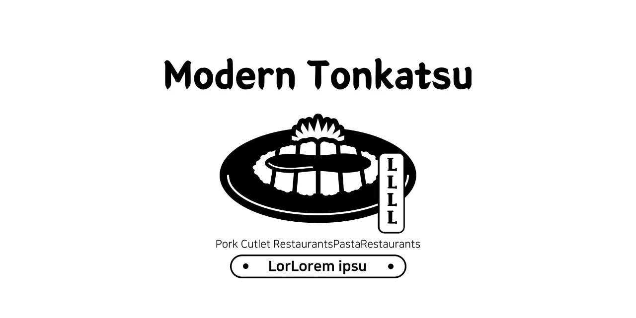 For tonkatsu shop information and services in a modern tonkatsu illustration and text copy combination style.