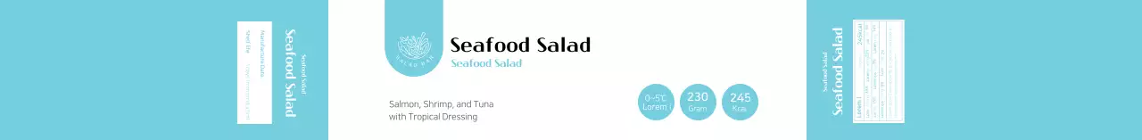 Label informasi makanan salad bersih berwarna biru