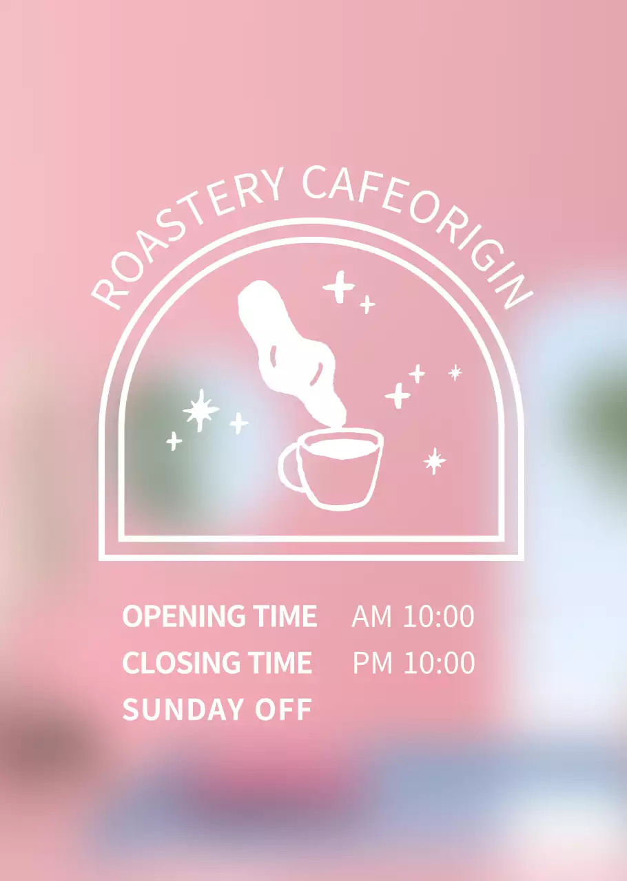 White cafe logo Business hours transparent poster for cafe