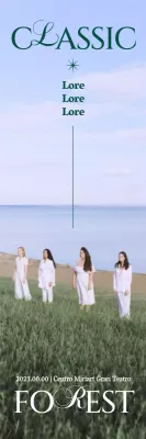 Performance puntinista quasi classica con foto statiche di campi lussureggianti e font di classe