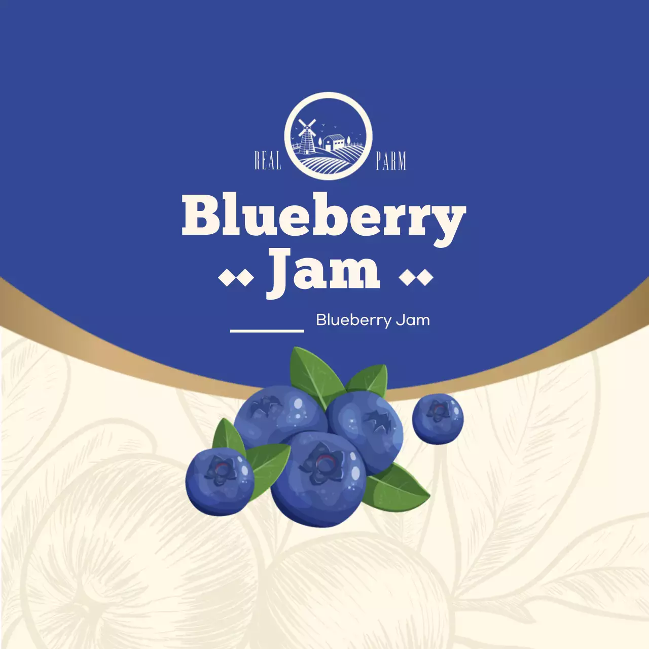 Blue Luxurious Blueberry Jam Label