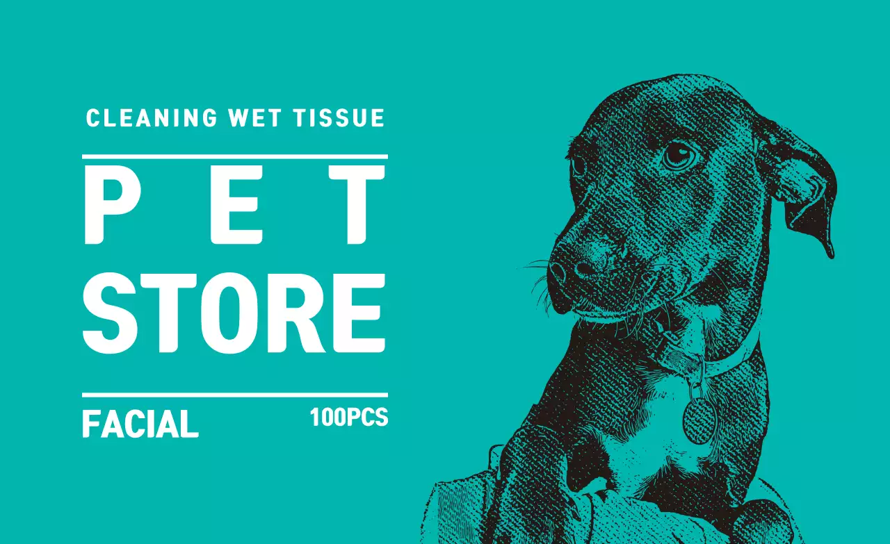Turquoise Illustrated Pet Shop Label