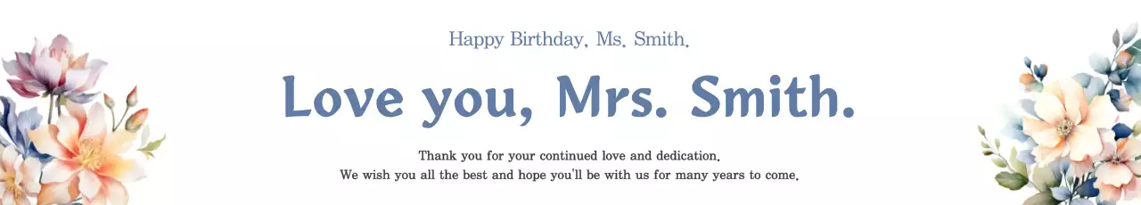 Happy Birthday promotion with multicolored flowers on a white background