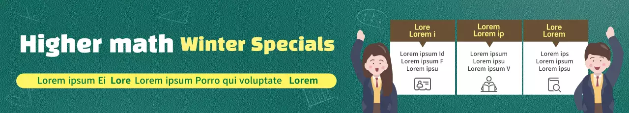 Yellow brown green blackboard illustration math school promotion