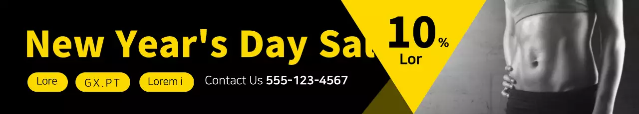 Banner de promoção de fitness moderno amarelo