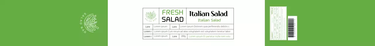 Label informasi makanan salad hijau bersih