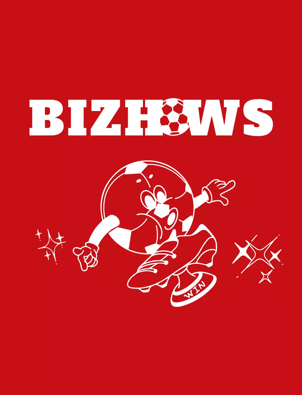 Red and white comical soccer ball character illustration style soccer sports club