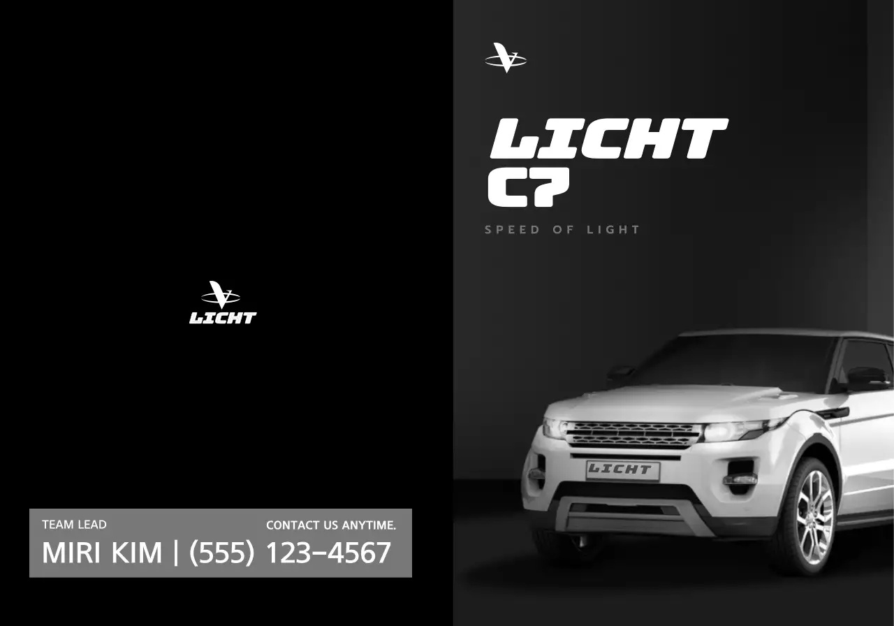 Untuk promosi mobil dealer mobil dengan foto mobil dalam desain yang sederhana dan ramping dalam warna hitam.