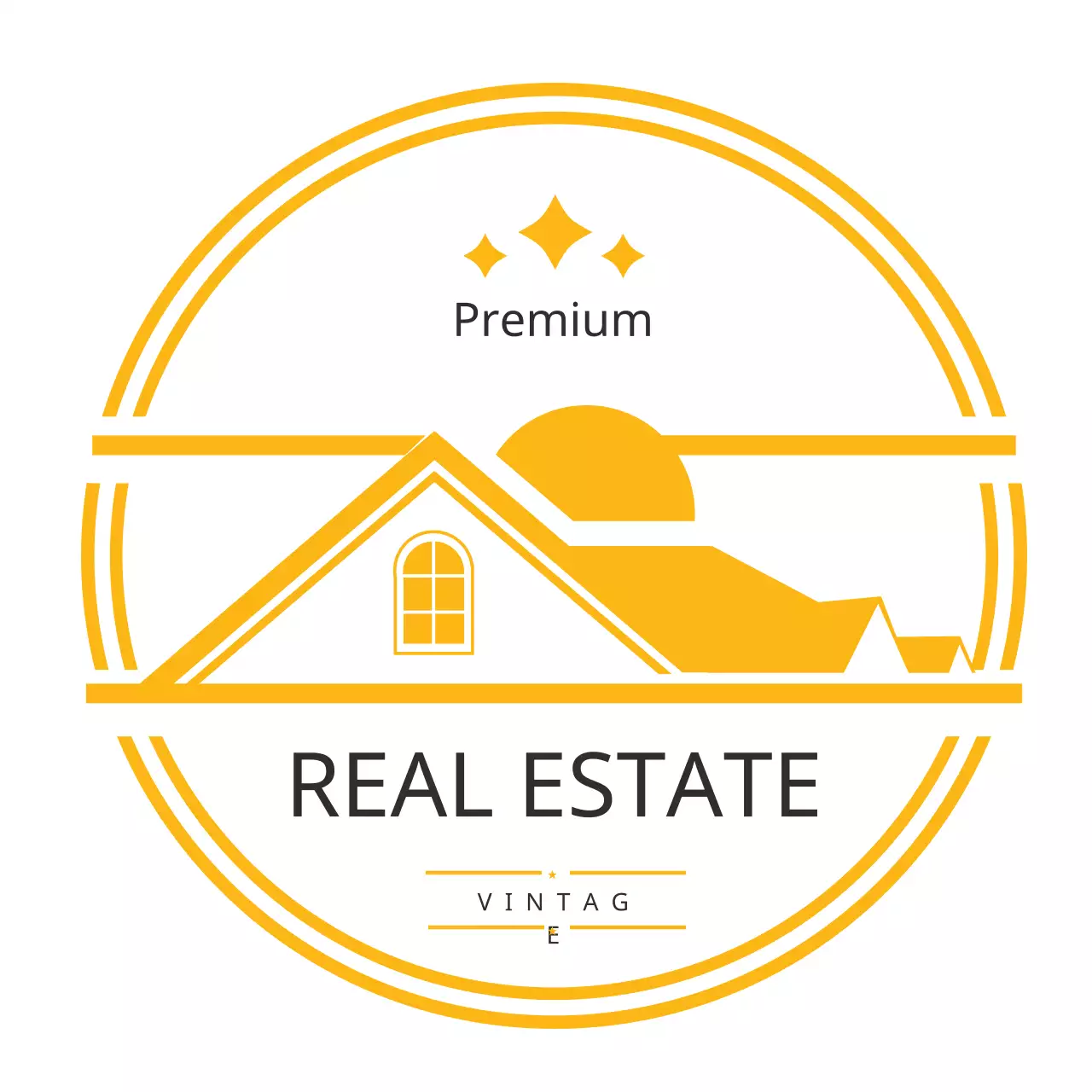 Yellow Vintage Real Estate Advertisement Logo