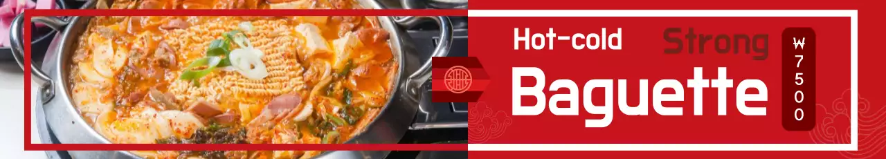 Banner vermelho de promoção de comida tradicional