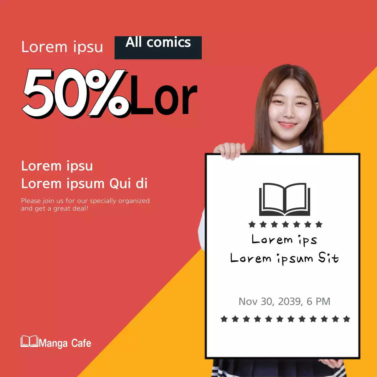 Red Trendy Comics Promotion Banner