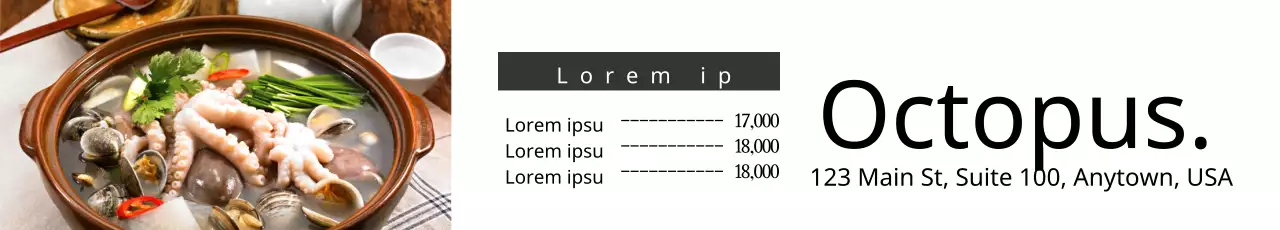 Banner de promoção de frutos do mar tradicionais marrom