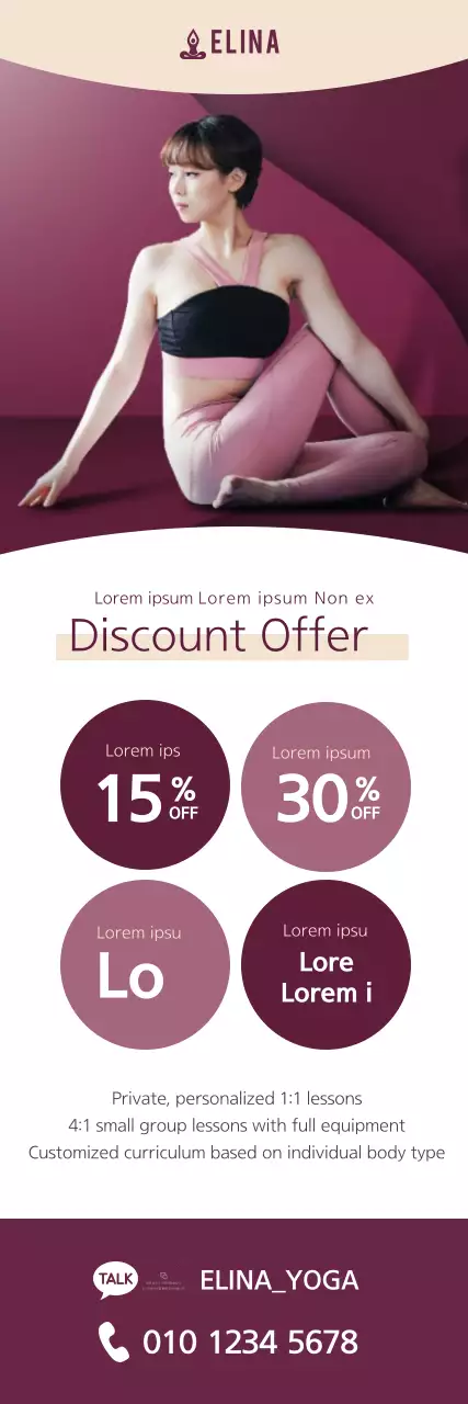 Banner de promoção de ioga moderna rosa