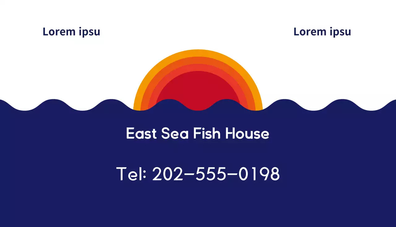 Navy Minimal Restaurant Promotion Business Card