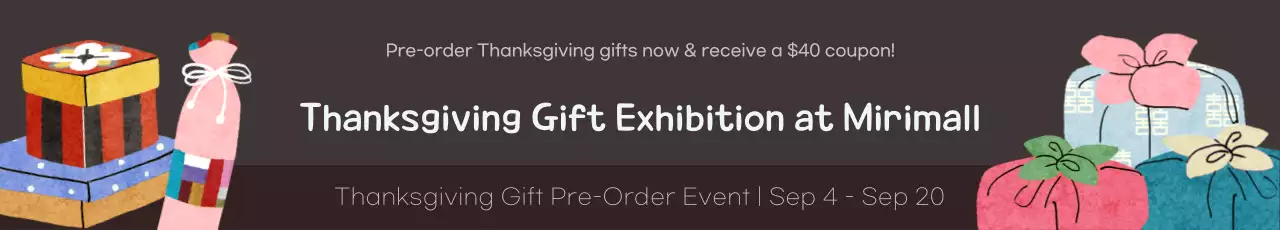 Promoção de pré-encomenda de conjuntos de oferta Chuseok com ilustrações coloridas de conjuntos de oferta furoshiki num fundo acobreado