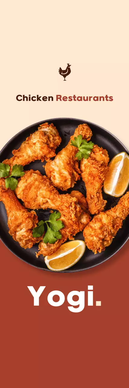 Chicken promotion small on brown, ivory background