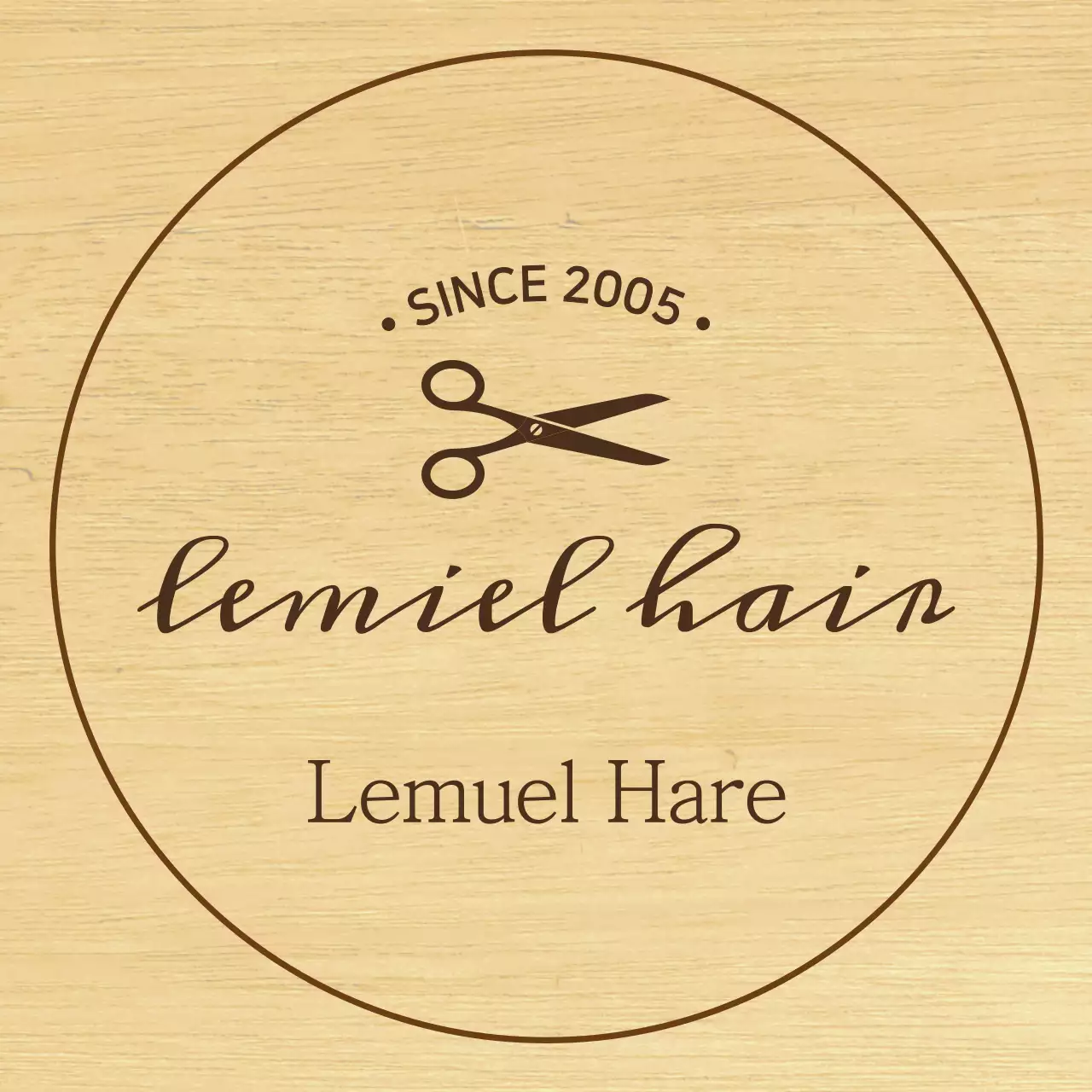 A classic-looking hair salon sign with black text and a scissors illustration