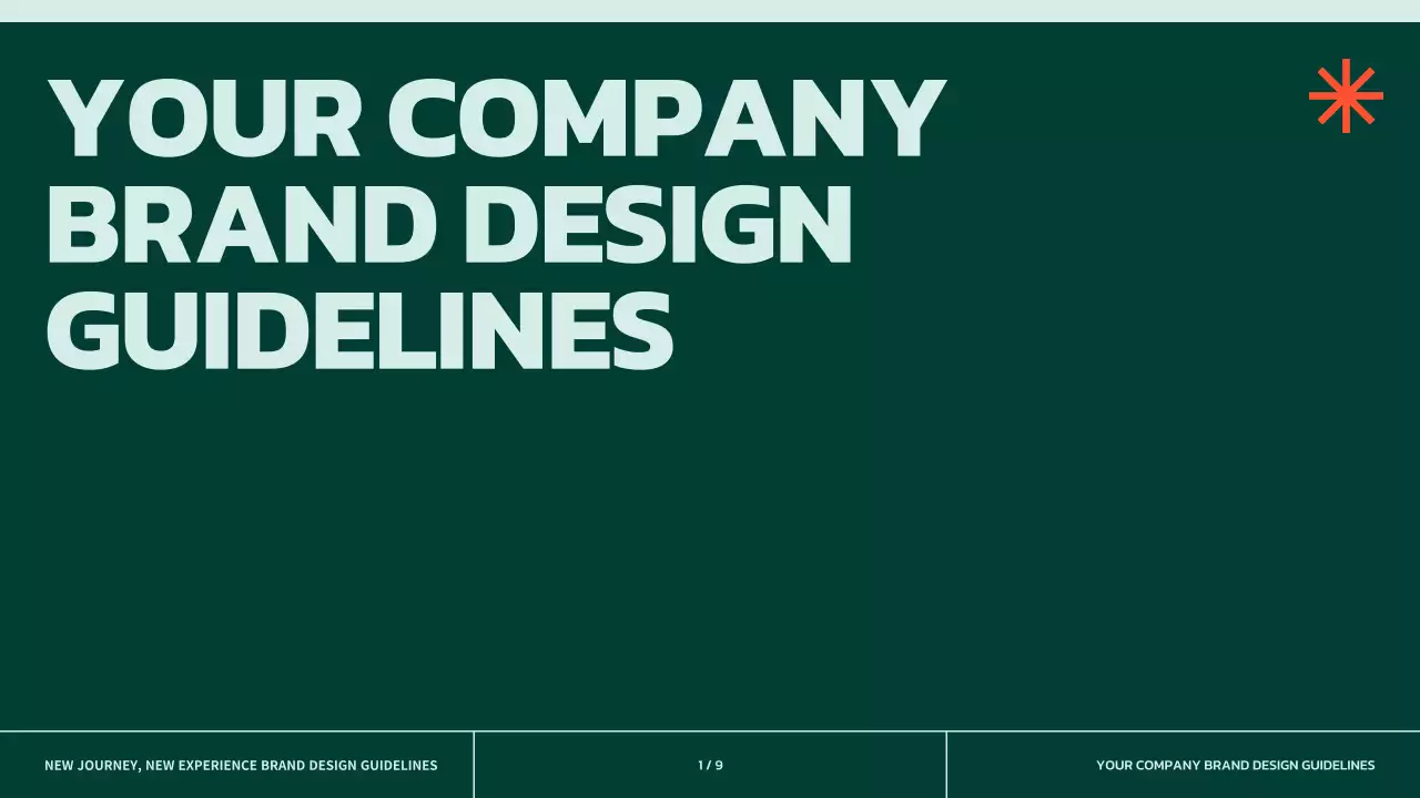 Simple brand guidelines in green with orange accents