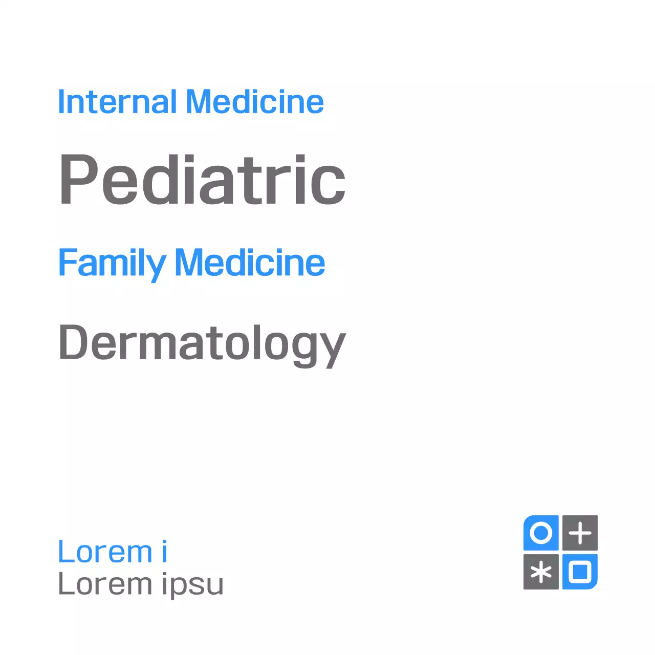 A simple design with a blue and gray logo and the name of a medical practice.