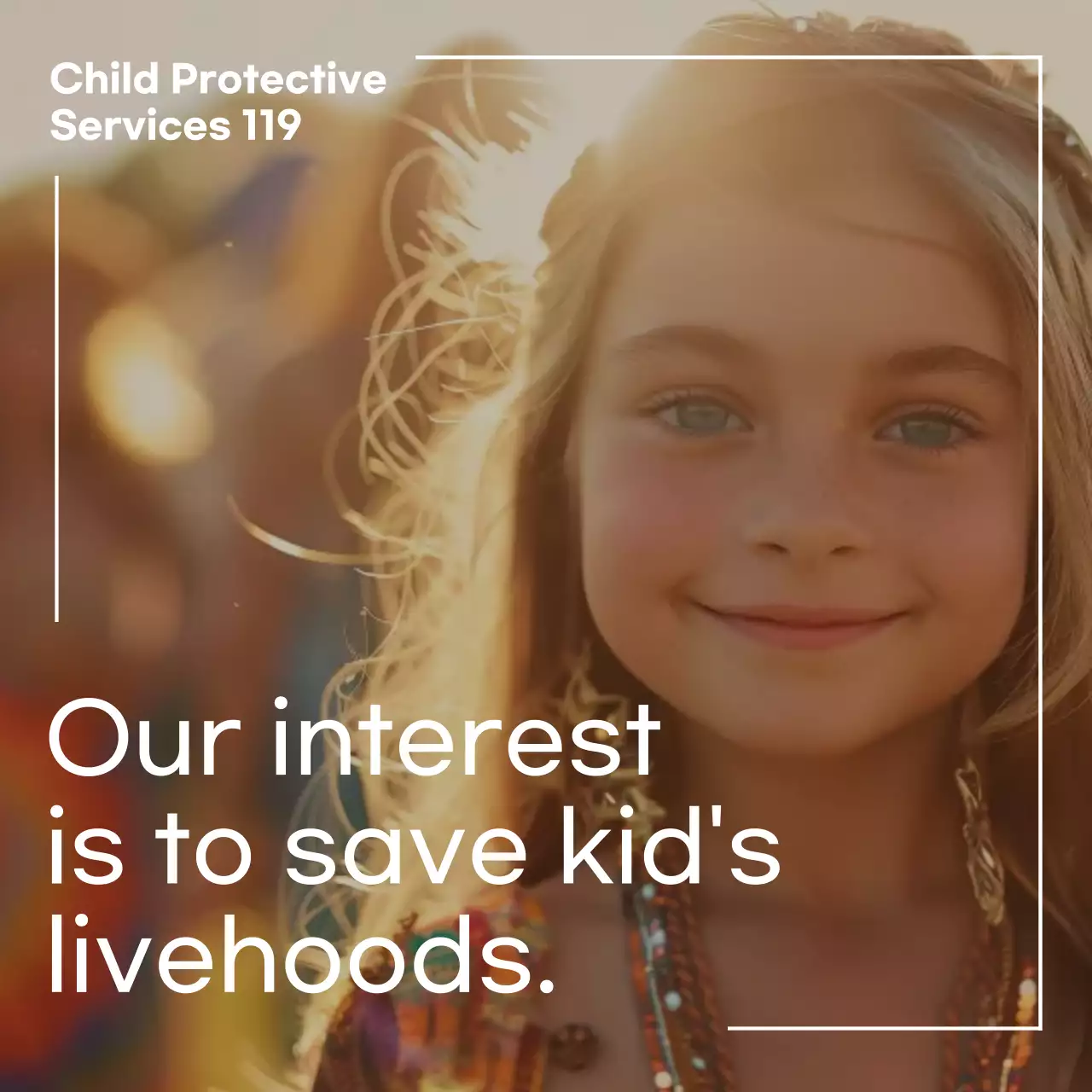 Gold Simple Child Protection Promotion Instagram Post