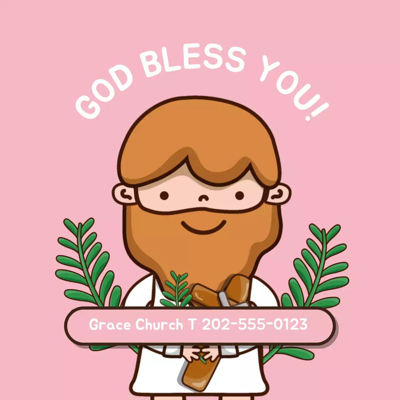 Gereja ilustrasi karakter lucu berwarna merah muda