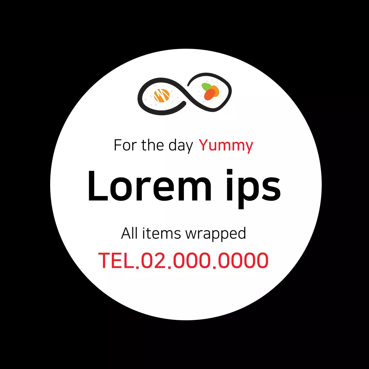 Black illustration clean restaurant kimbap promotional label