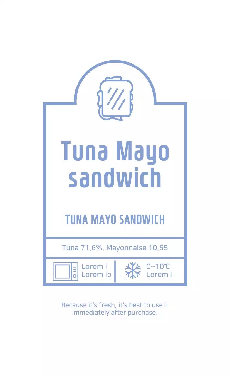 Label makanan sandwich bergambar biru
